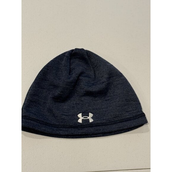Under Armour Hat Mens Storm Beanie Blue Gray Skull Cap Logo Casual Fall Winter - Picture 1 of 7